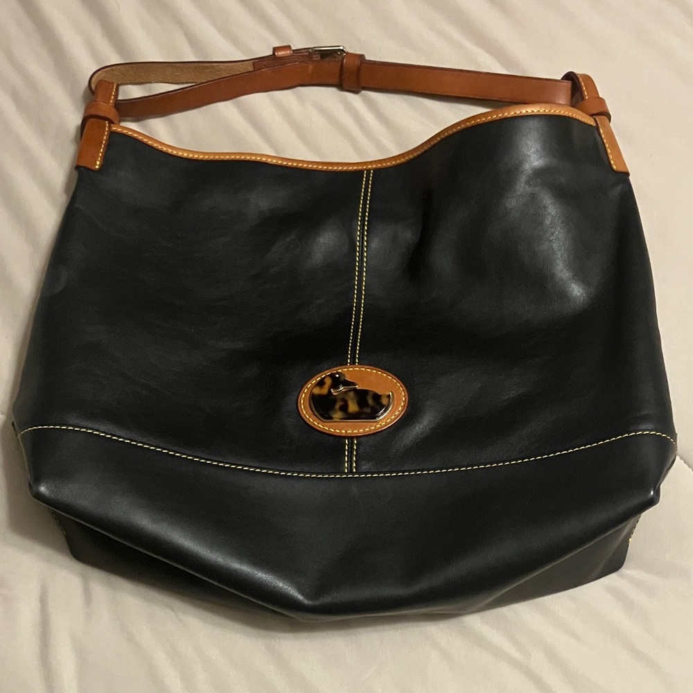 Dooney & Bourke Black and Tan Hobo Bag